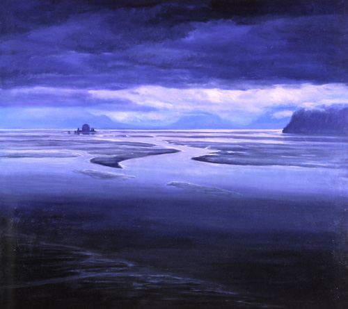 Little Mummy Island Twilight Oil Painting by David Rosenthal